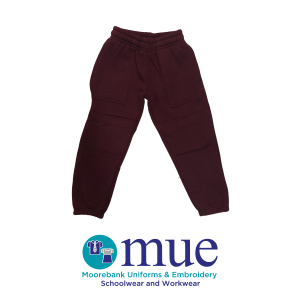 Maroon Track Pants with Elastic Leg and Double Knee
