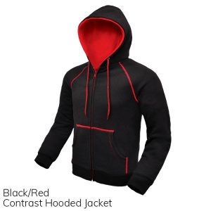 Black & Red Contrast Hooded Jacket
