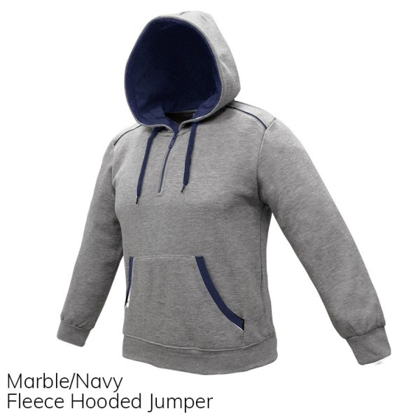 Marble & Navy Fleece Hooded Jumper