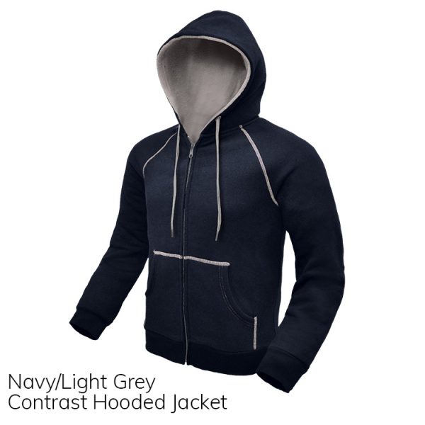 Navy & Light Grey Contrast Hooded Jacket