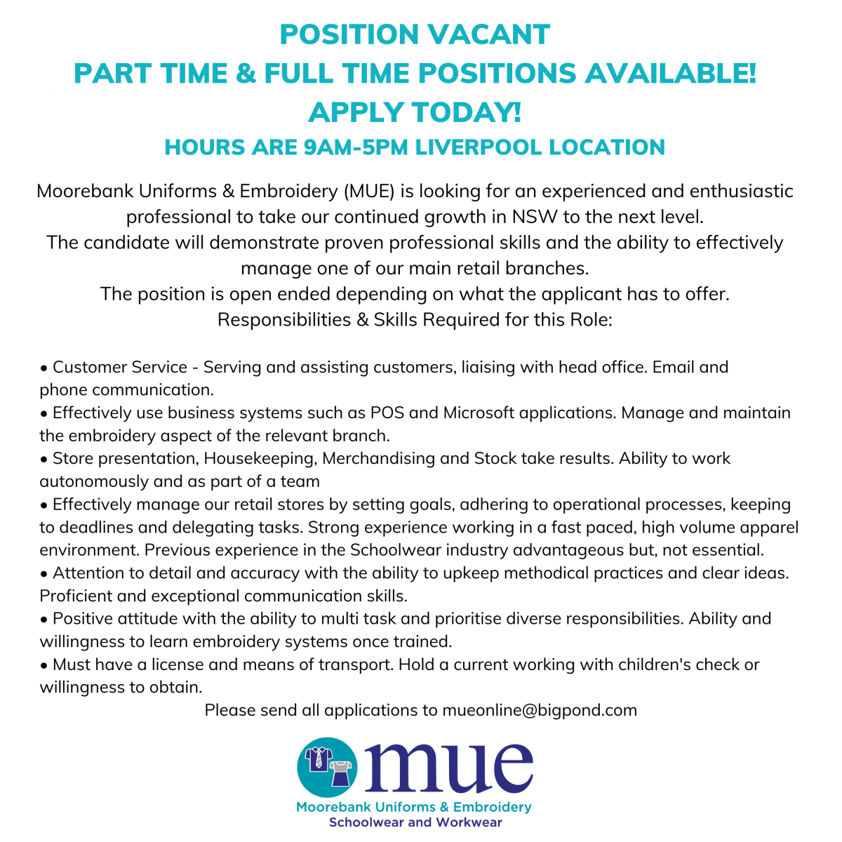 Positions Vacant Liverpool NSW